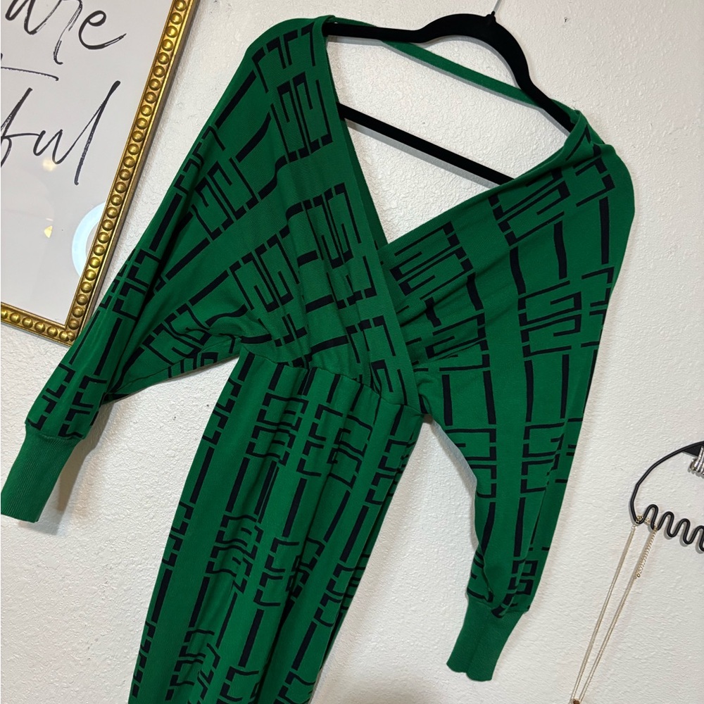 Green Geometric Patterned Dress
